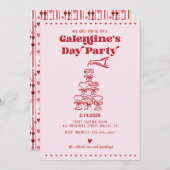 Galentiner-Champagnerturm Einladung (Vorne/Hinten)