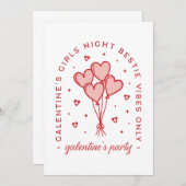 Galentiner Party bestie Herzballons Einladung (Vorne/Hinten)