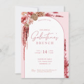 Galentiner Tag Boho Blumenblüte Moderne rosa Einla Einladung (Vorderseite)