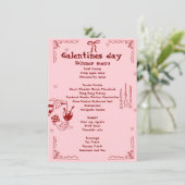 Galentiner Tag Girl Night Valentine Menü Menükarte (Stehend Vorderseite)
