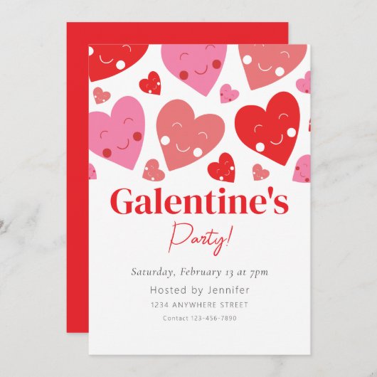 Galentiner-Tag-Party Einladung (Vorne/Hinten)