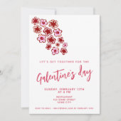 Galentiner Tag Rosa Blume Freunde Einladung (Vorderseite)