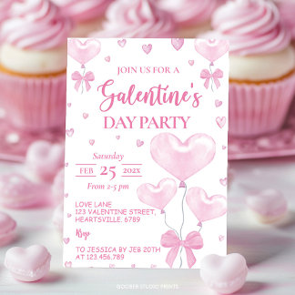 Galentiner Tag Rosa Herz Girly Party Einladung