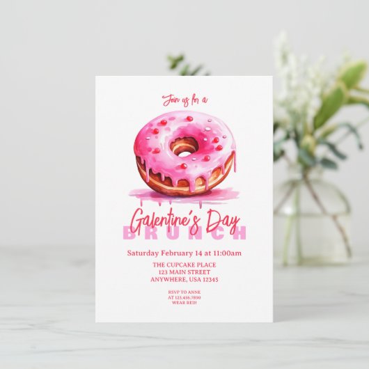 Galentiner-Tag WasserfarbenDonuts Einladung (Stehend Vorderseite)