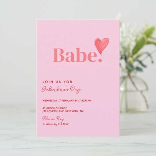 Galentiner Tagesherzendesign Einladung (Stehend Vorderseite)