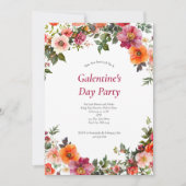 Galentiner Valentinstag Einladung in rosa rote Flo (Vorderseite)