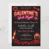 Galentines-Abend unter Mädels, Valentins-Dinner un Einladung (Vorderseite)