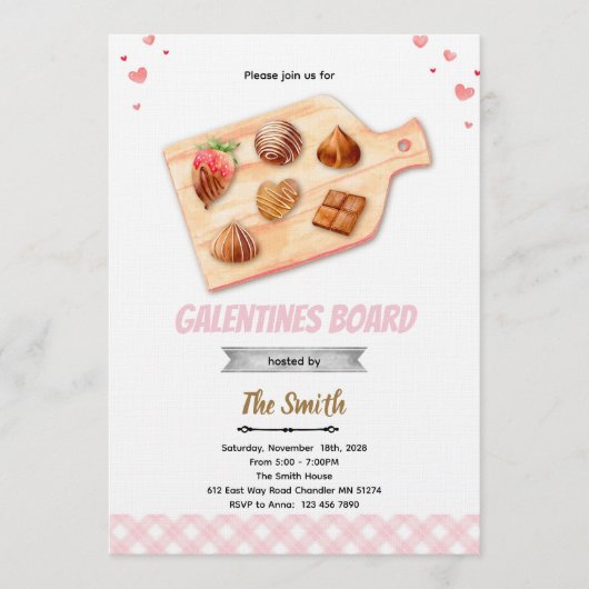 Galentine's Board Party Invitation Einladung (Vorderseite)