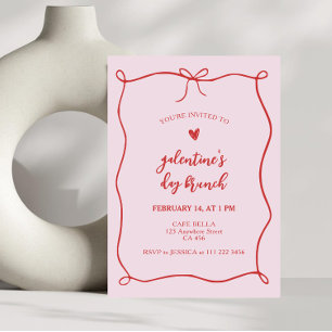 Galentine's Cafe Brunch Bow Rahmen Einladung