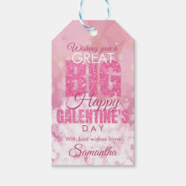 Galentines Day Bestie Pink Glitzer Valentine Geschenkanhänger
