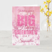 Galentines Day Bestie Pink Glitzer Valentine Karte (Gelbe Blume)