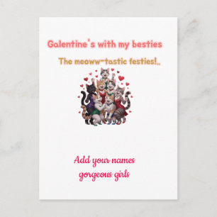 Galentine's Day Besties Katzen Illustration  Postkarte