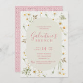 Galentine's Day Boho Daisy Floral Einladung (Vorne/Hinten)