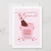 Galentine's Day Bruch Champagne Drink Herz Einladung (Vorderseite)