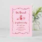 Galentine's Day Brunch Einladung (Stehend Vorderseite)
