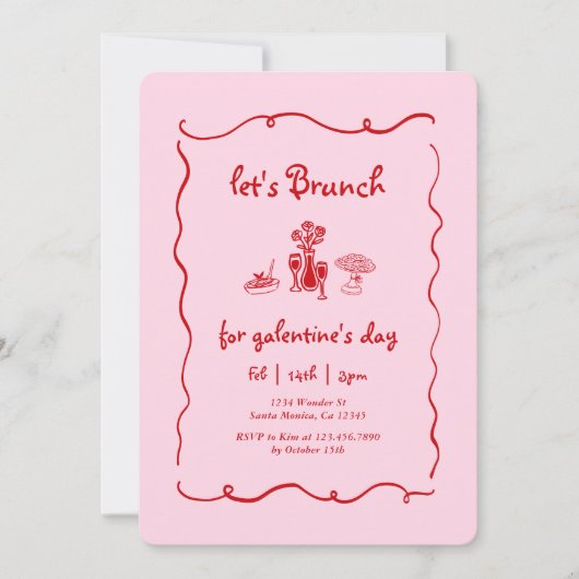 Galentine's Day Brunch Einladung (Vorderseite)