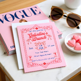 Galentine's Day Brunch Girls  Party Invitation Feiertagskarte