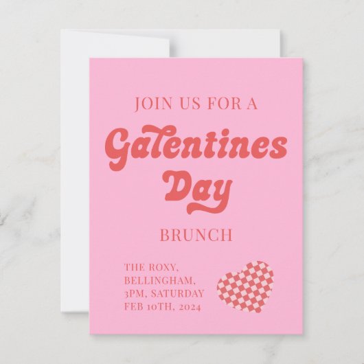 Galentines Day Brunch lädt Retro Herz ein (Vorderseite)