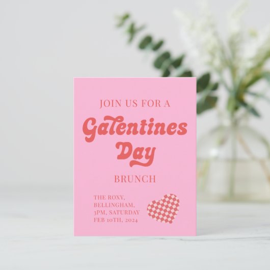 Galentines Day Brunch lädt Retro Herz ein (Stehend Vorderseite)