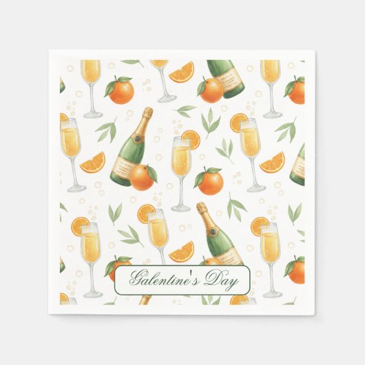 Galentines Day Brunch Mimosas Elegant Serviette (Vorderseite)