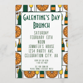 Galentines Day Brunch Mimosas Retro Einladung