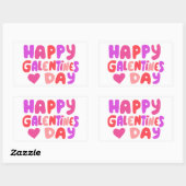 Galentines Day Bubble Letters Curvy Retro Groovy Rechteckiger Aufkleber (Blatt)