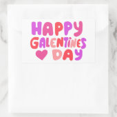 Galentines Day Bubble Letters Curvy Retro Groovy Rechteckiger Aufkleber (Tasche)