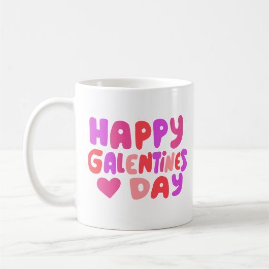 Galentines Day Bubble Letters Groovy Curvy Retro Kaffeetasse (Links)