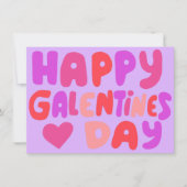 Galentines Day Bubble Letters Groovy Retro Digital Karte (Vorderseite)