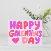 Galentines Day Bubble Letters Groovy Retro Digital Karte (Stehend Vorderseite)