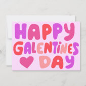 Galentines Day Bubble Letters Groovy Retro Digital Karte (Vorderseite)