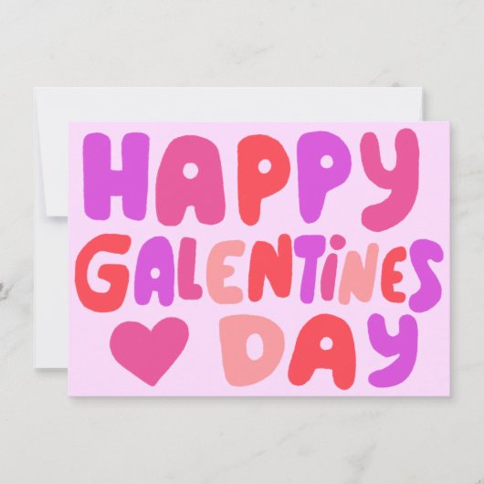 Galentines Day Bubble Letters Groovy Retro Digital Karte (Vorderseite)