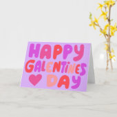 Galentines Day Bubble Letters Pink Curvy Retro Karte (Gelbe Blume)