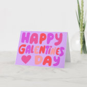 Galentines Day Bubble Letters Pink Curvy Retro Karte (Vorderseite)