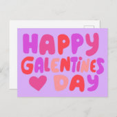 Galentines Day Bubble Letters Pink Curvy Retro Postkarte (Vorne/Hinten)