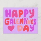 Galentines Day Bubble Letters Pink Curvy Retro Postkarte (Vorderseite)