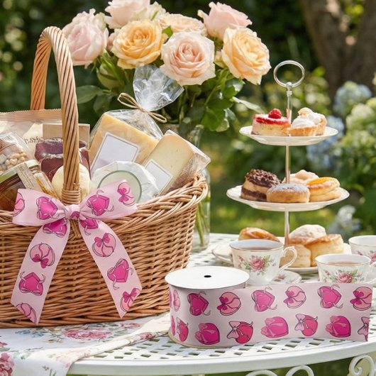 Galentine's Day Coquette Pink Bow Heart Gift Box P Satinband