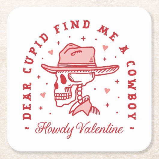 Galentines Day Cowgirl Cowboy Country-Thema Rechteckiger Pappuntersetzer (Vorderseite)