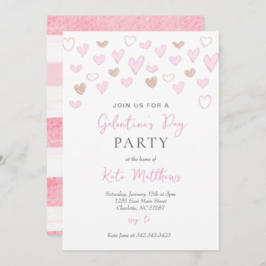 Galentines Day Dance Einladung (Vorne/Hinten)