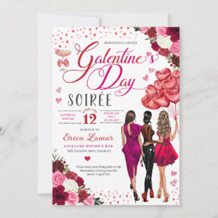 Galentine's Day Girl Friends Brunch Rosa Herz Einladung