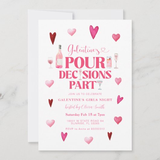 Galentine's Day Girls Night Valentine's Party Einladung (Vorderseite)