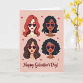 Galentines Day Hearts Karte (Gelbe Blume)