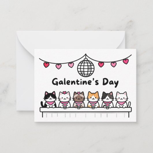 Galentine's Day Karte Katzenliebhaber Valentinstag (Vorderseite)