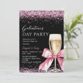 Galentine's Day Party Champagne Pink Coquette Einladung (Stehend Vorderseite)