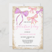 Galentines Day Party Glitzer Gold Rosa Bogen Einladung (Vorderseite)