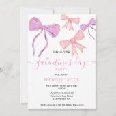 Galentines Day Party Glitzer Gold Rosa Bogen Einladung (Vorderseite)