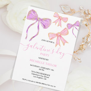 Galentines Day Party Glitzer Gold Rosa Bogen Einladung