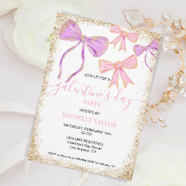 Galentines Day Party Glitzer Gold Rosa Bogen Einladung