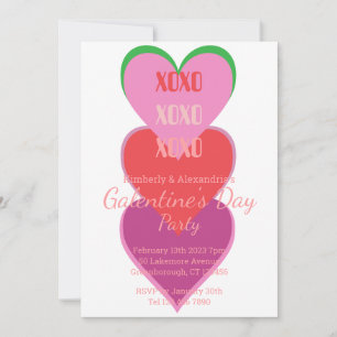 Galentine's Day Party Herzen Typography Design  Einladung