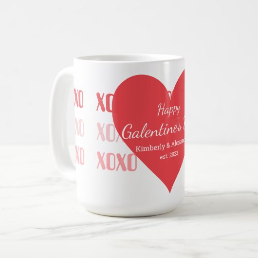 Galentine's Day Personalized Pink and Red Kaffeetasse (Vorderseite Links)